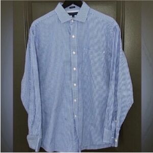 Tommy Hilfiger Men's Blue Gingham Button-Up Shirt | Size 16 |